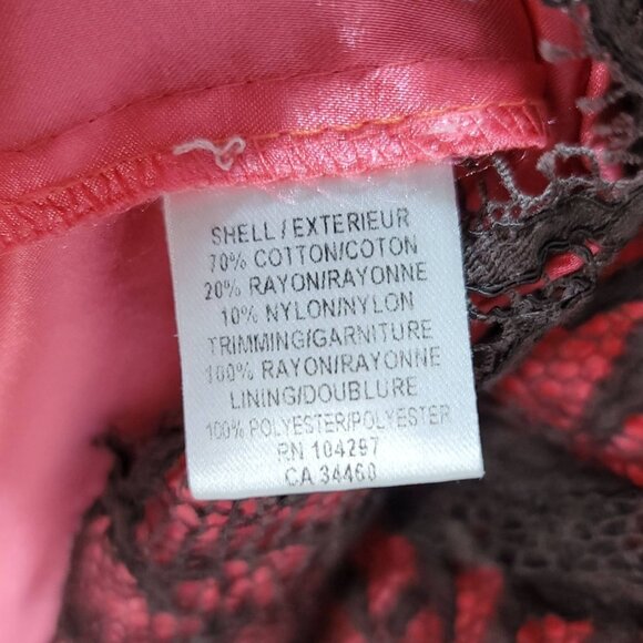 Milly NY Cocktail Dress Pink Brown Size 2 Sleeveless V Neck Zip Knee Length Lace - Picture 6 of 8